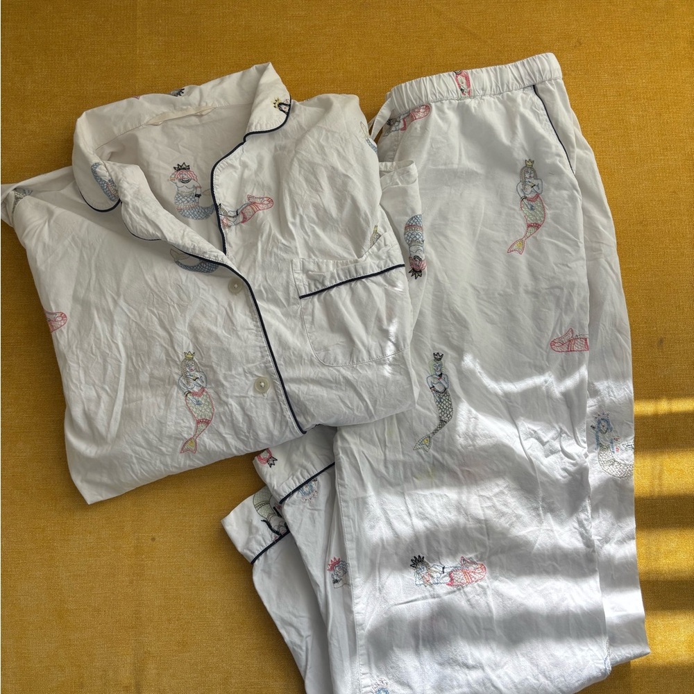 Printfresh White Pajama Set with Mermaid Print